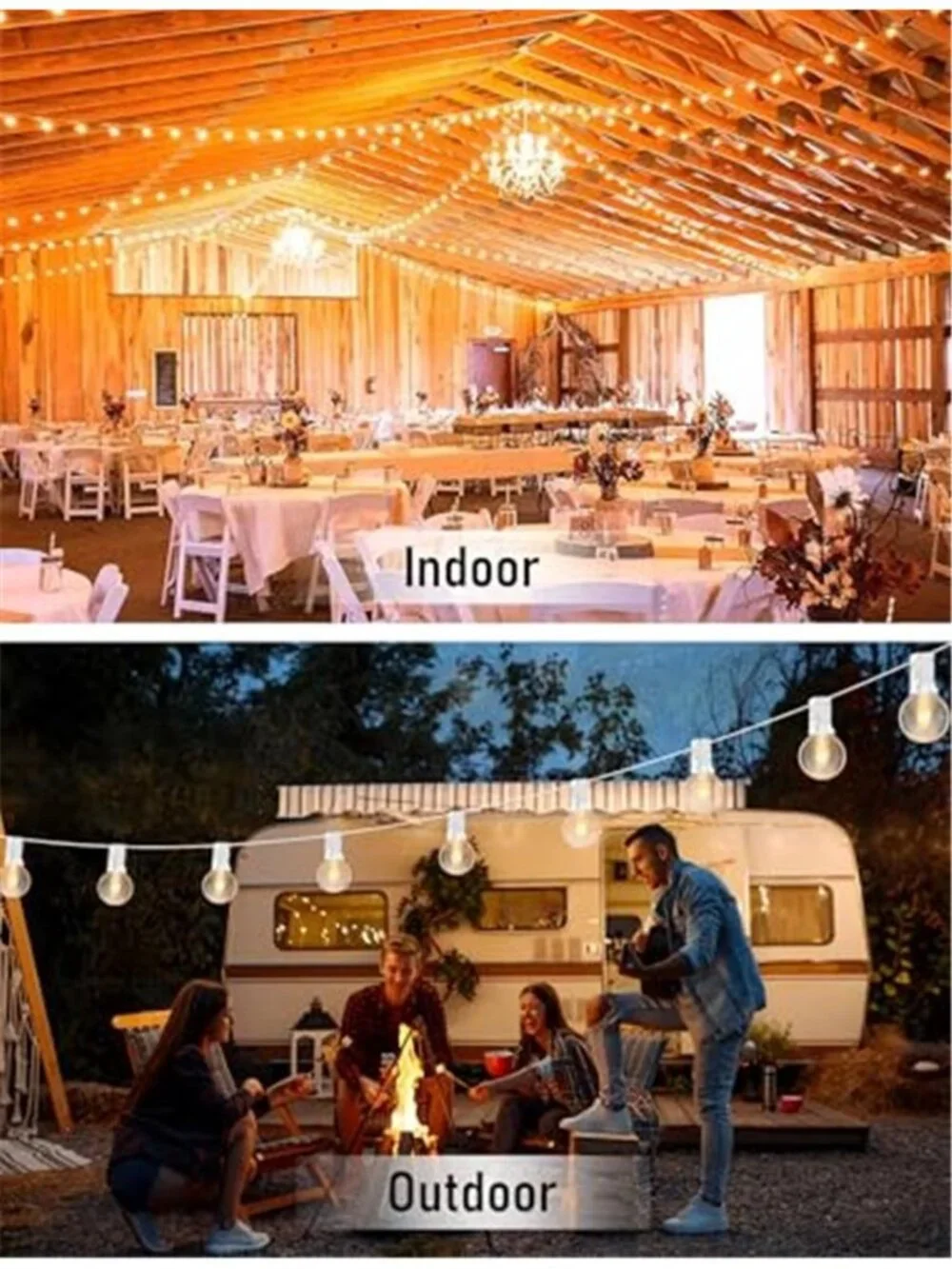 25FT Outdoor White String Lights with 27 Clear Bulbs, G40 Globe Patio String